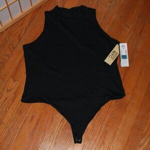Madden NYC Mockneck Thong Accent Stretch Bodysuit